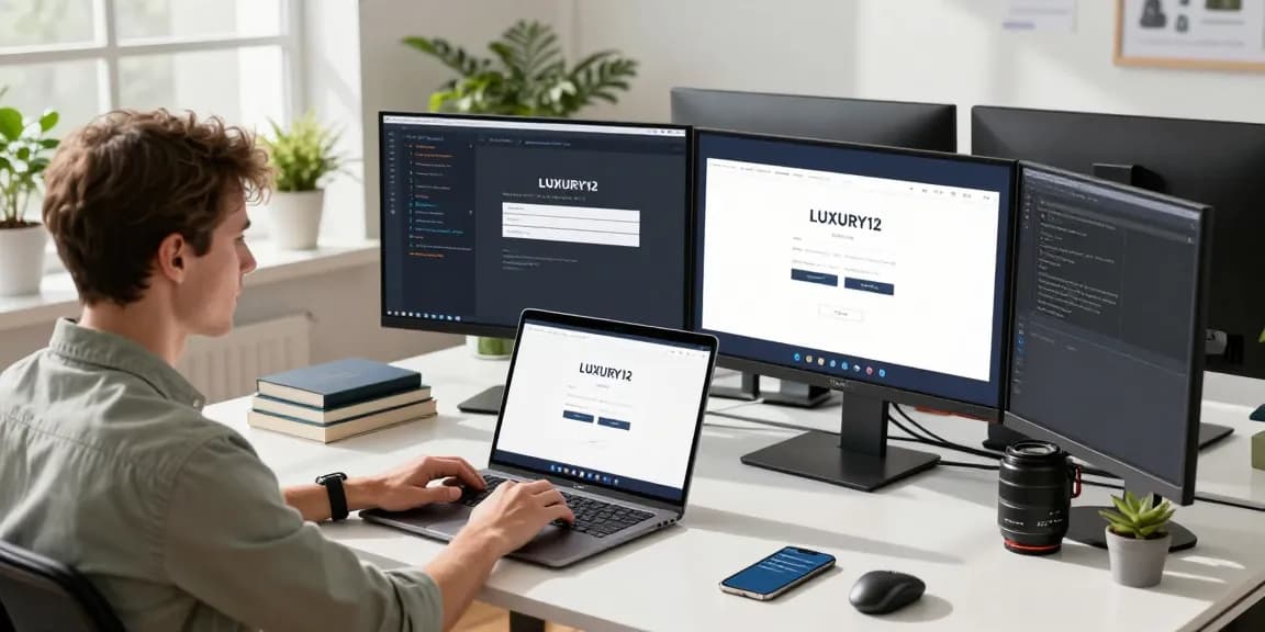 Cara Login LUXURY12 dengan tampilan antarmuka login di ruang kerja modern.