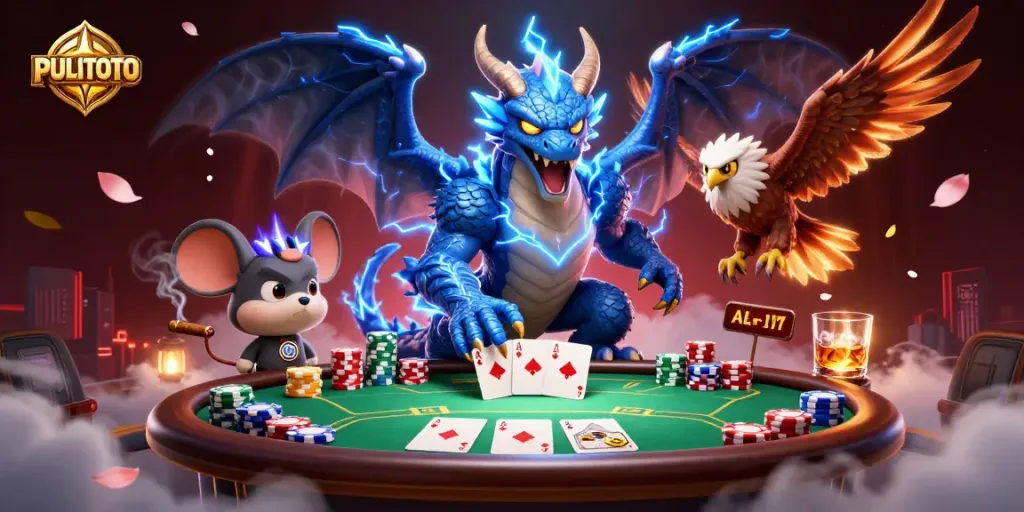 Engage in thrilling gameplay at PULITOTO with powerful casino characters and vibrant poker elements.