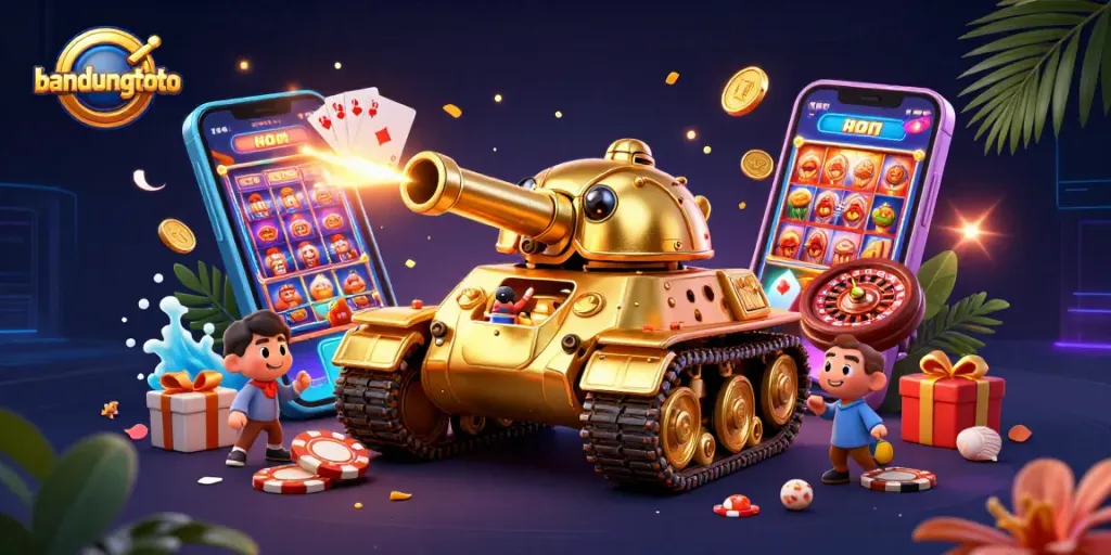 Experience the thrill of bandungtoto's vibrant casino environment inside a captivating beetle tank illustration.