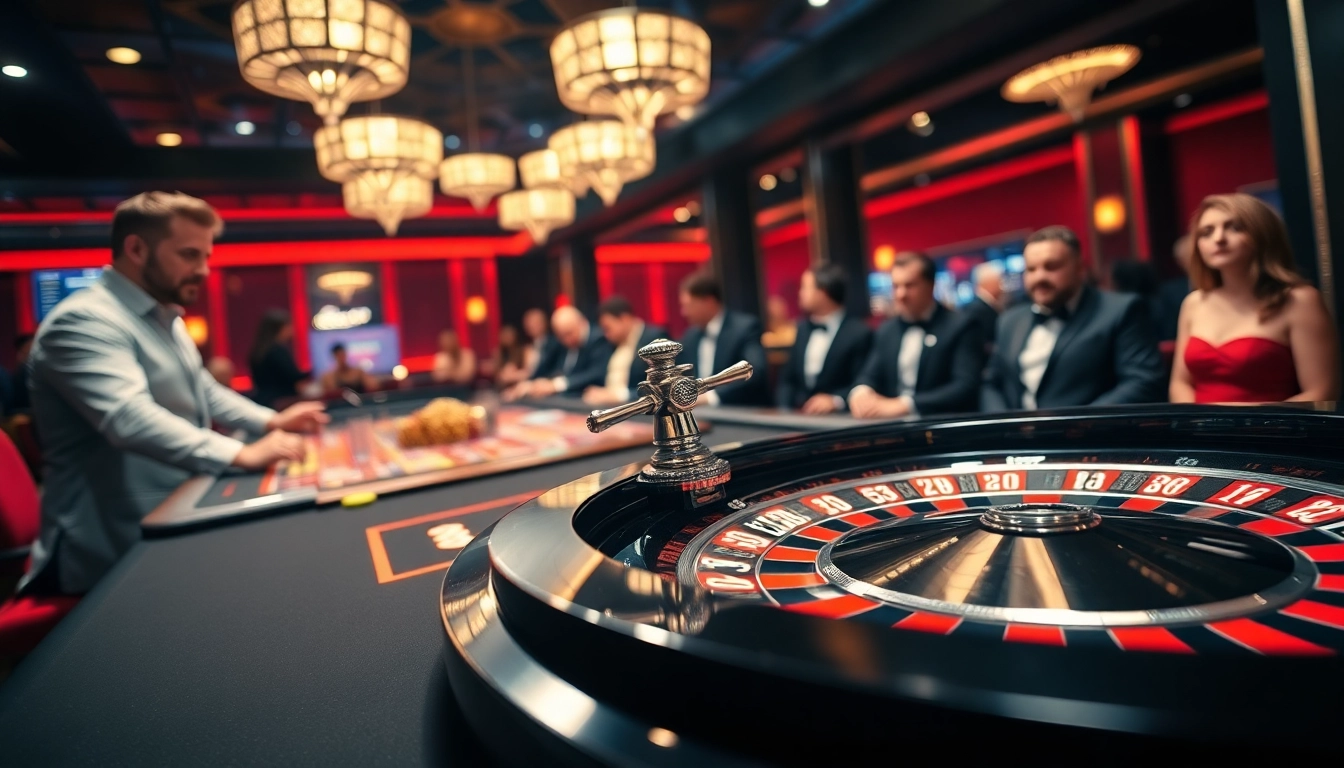 Experience the excitement of afktoto with a dealer at a roulette table in a vibrant casino.
