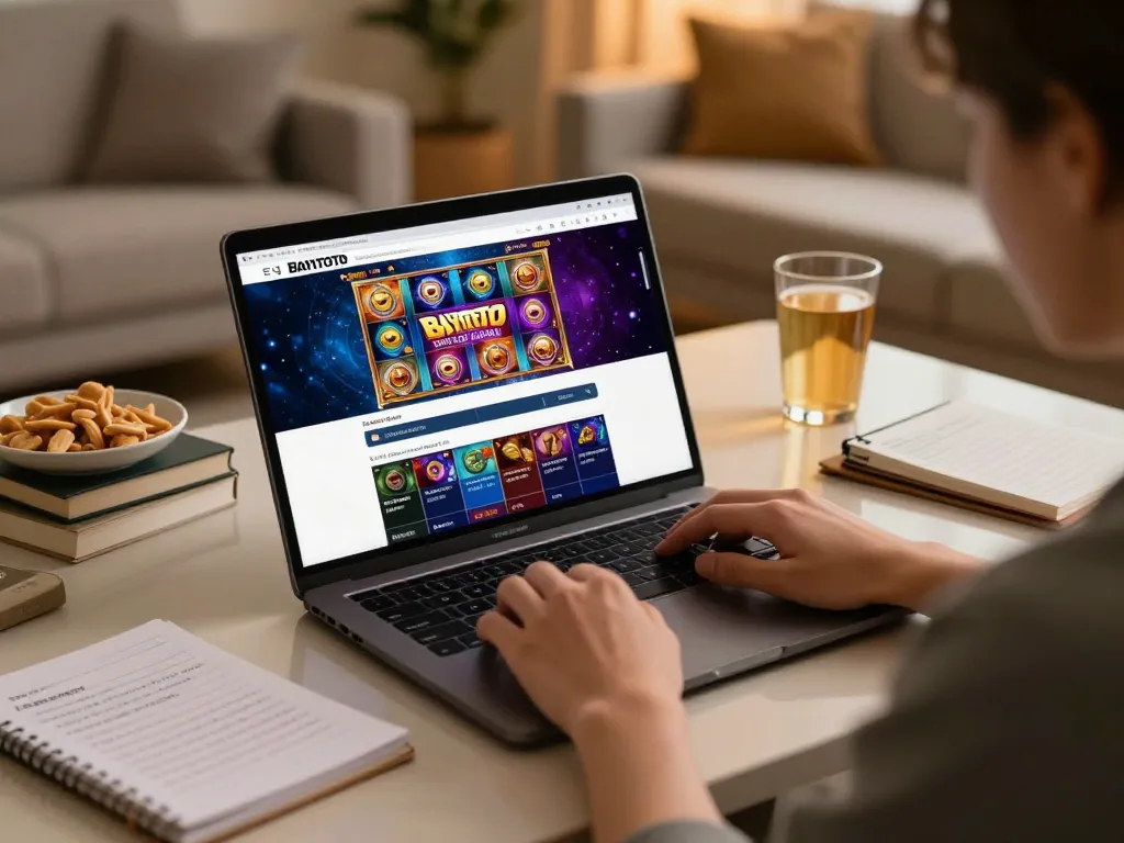 BAYITOTO login interface shown on a laptop screen during an online slot gaming session.