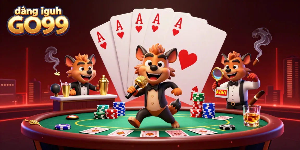 Enhance your gaming with đăng nhập GO99 as hyenas animate a vibrant casino scene.