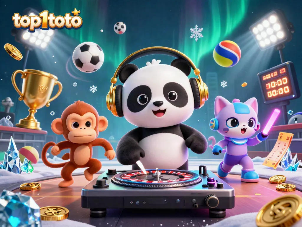 Top1toto mengeksplorasi keseruan kasino dengan panda DJ dan hewan kartun, penuh warna dan keseruan!