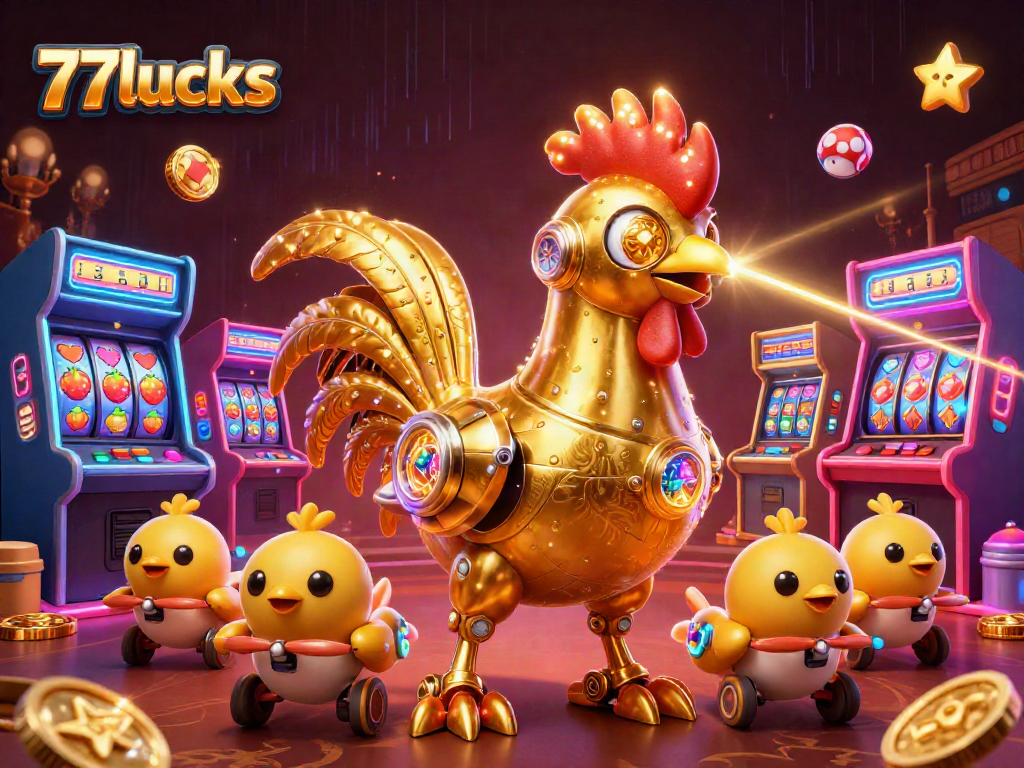 Memanfaatkan peluang dengan 77lucks dan jackpot mesin slot yang penuh warna di dalam kasino.