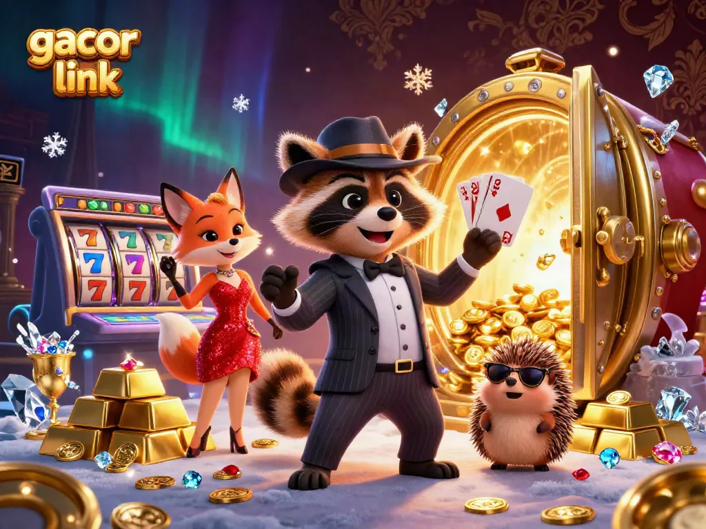 Spin the reels with gacor slot link in an enchanting casino scene featuring charming characters.