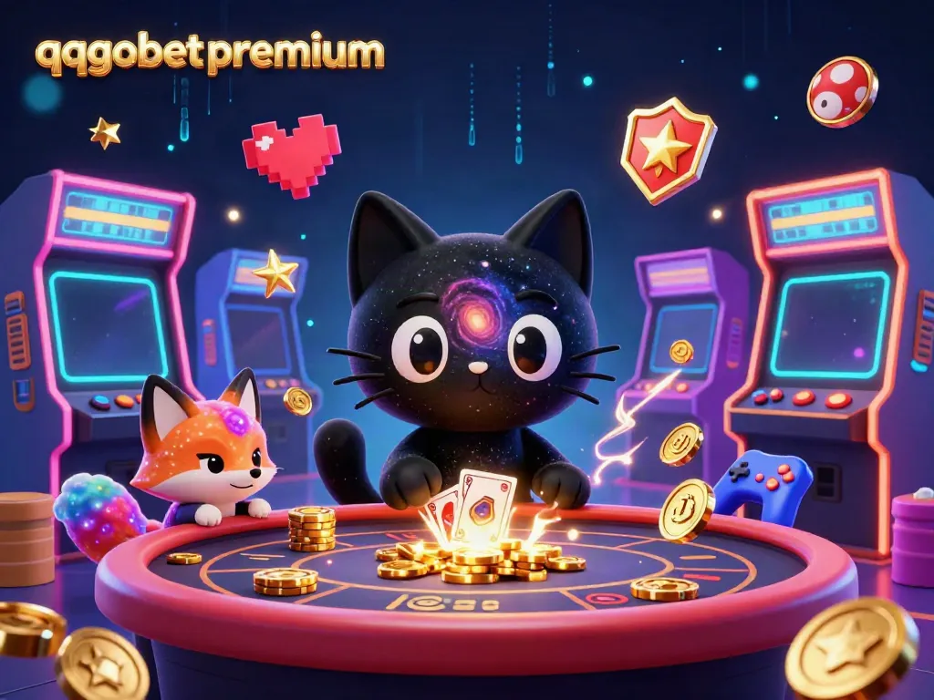 Engage in thrilling gameplay with qqgobetpremium's cosmic casino featuring a black hole cat and nebula fox.