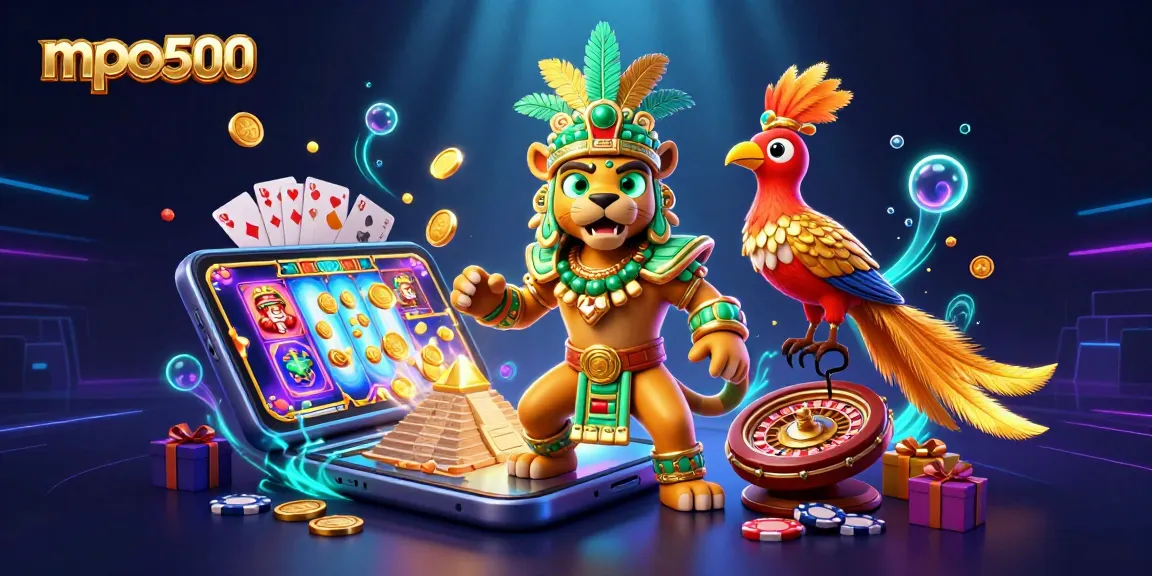 Permainan slot seru dengan mpo500, menampilkan jaguar Mayan, burung quetzal, dan efek menarik.