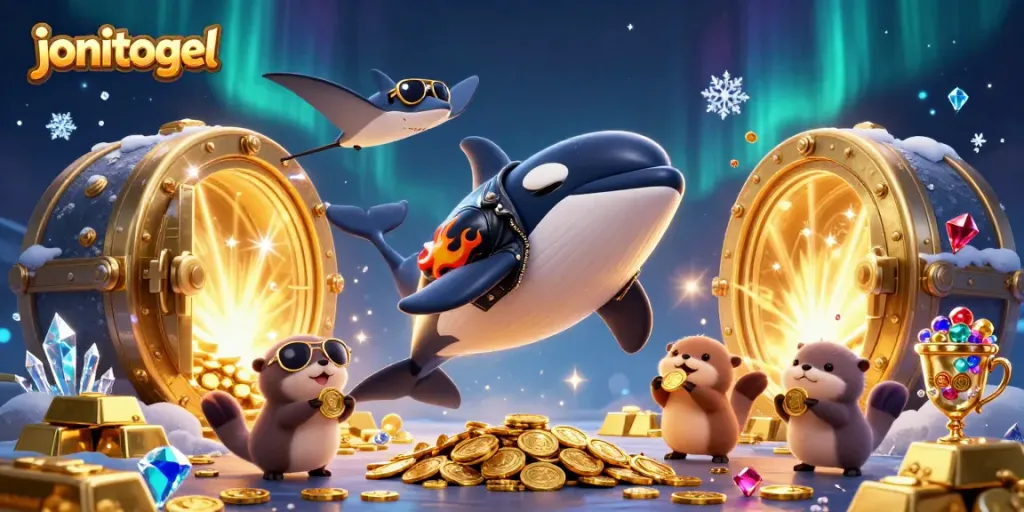 Experience the thrill of jonitogel with vibrant characters and abundant riches in this dynamic illustration.