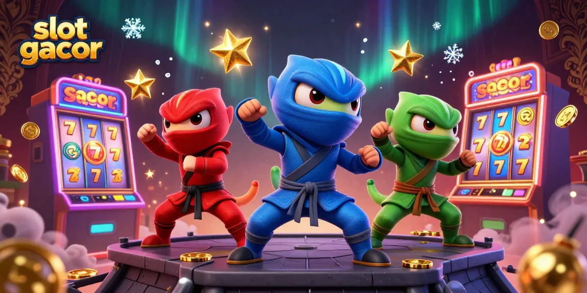 Experience high-stakes adventure with slot gacor ninja chameleons amid vibrant slot machines and glimmering jackpots.