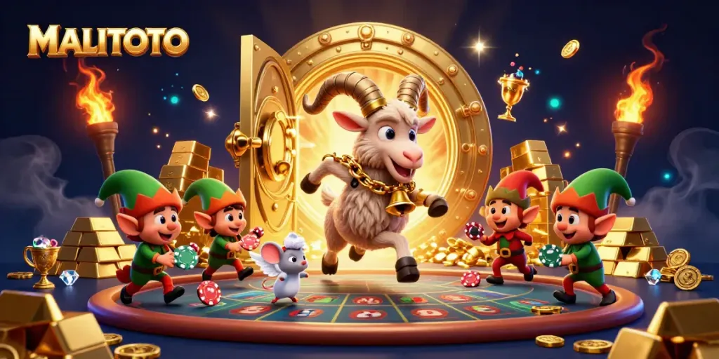 MALITOTO transforms the casino experience with the Krampus goat managing a festive gambling scene.