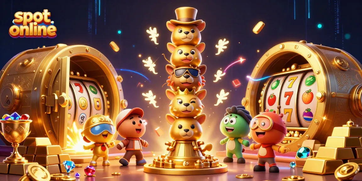 Experience exciting slot online action with vibrant treasures and animated characters in a dynamic casino scene.