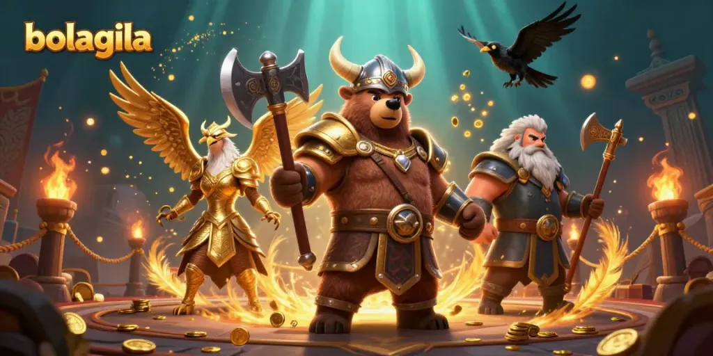 Permainan seru di Bolagila dengan Viking, Elang Valkyrie, dan koin emas.