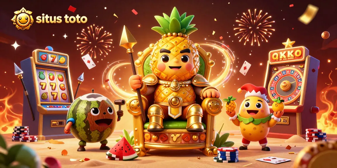 Menang di situs toto dengan karakter kasino mengelilingi mesin slot, dikelilingi keberuntungan dan keceriaan.