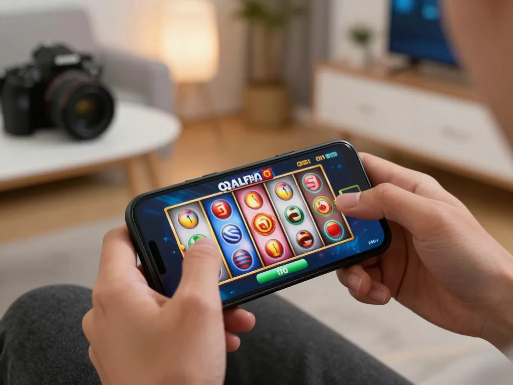 Engaging gameplay on qqalfa slot with vibrant graphics and cozy home atmosphere.
