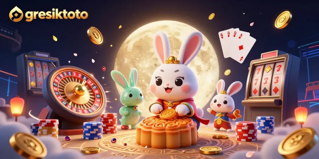 Experience thrilling gaming with gresiktoto featuring vibrant moon rabbit scene with casino elements