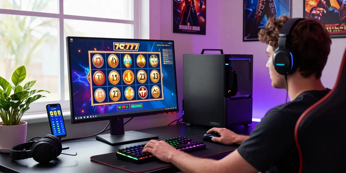 Player enjoying slot777 online gaming with a vibrant setup and immersive gameplay.