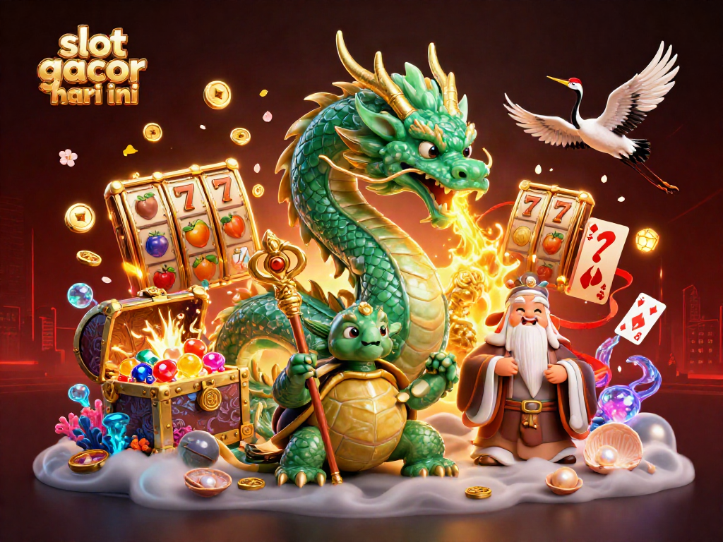 Play exciting slot gacor hari ini with a vibrant scene featuring legendary characters in a casino atmosphere.