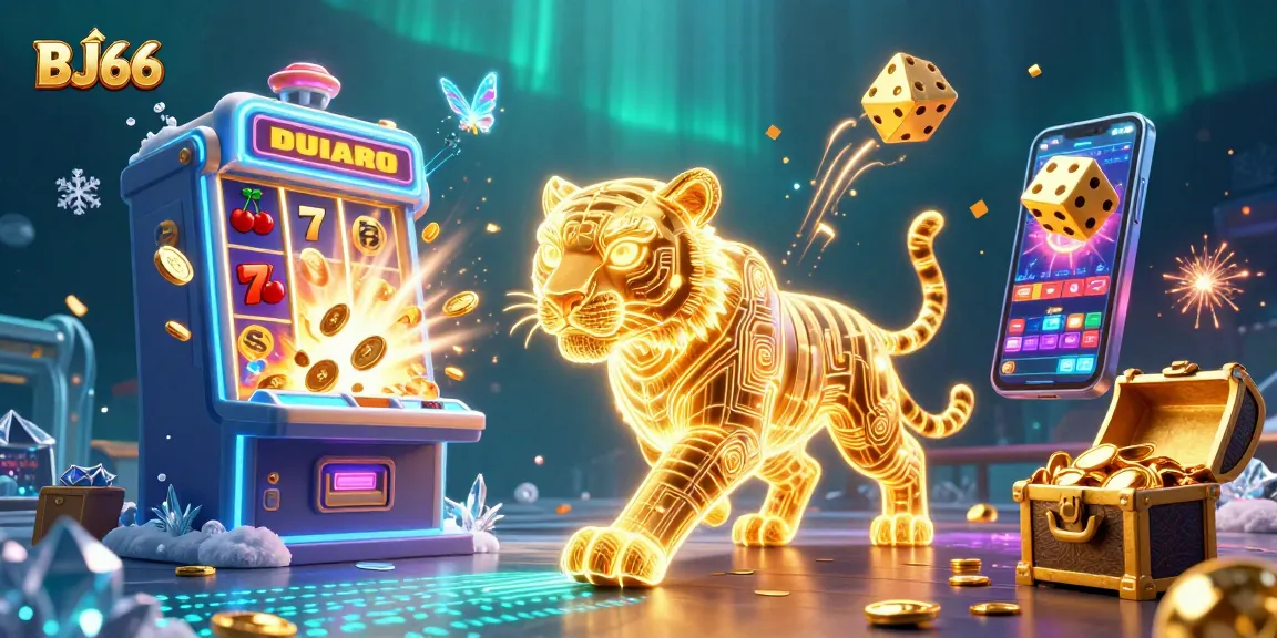 Exciting BJ66 online cockfighting action featuring a neon tiger in a casino setting.