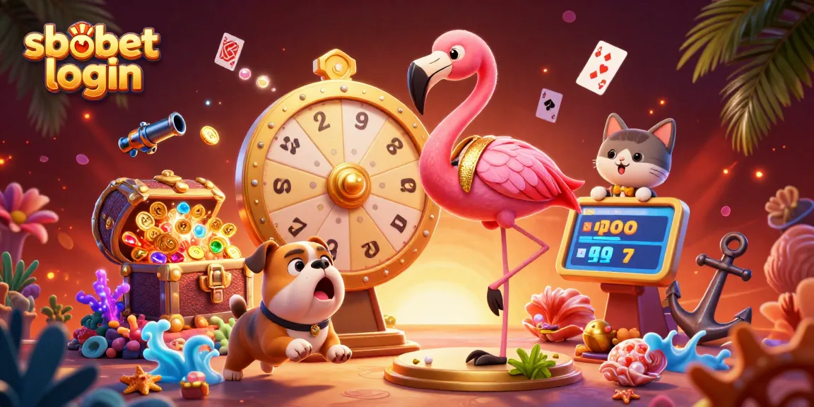 Engage in sbobet login with vibrant casino elements and characters in a thrilling gaming atmosphere.