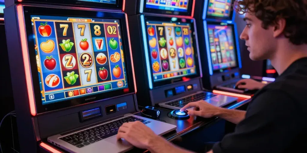 Penggemar NAGAHOKI303 berinteraksi dengan mesin slot online yang mewarnai suasana bermain.