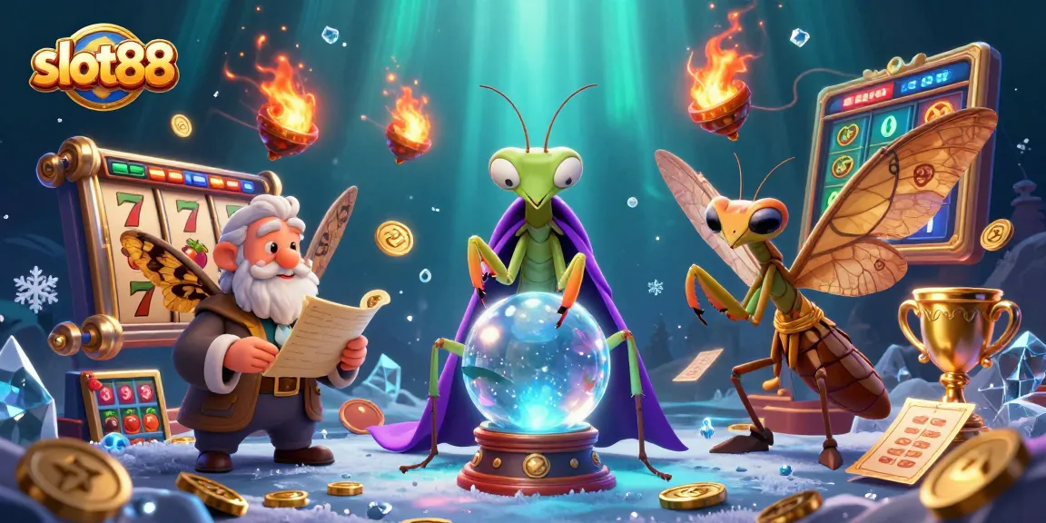 Permainan slot88: ilustrasi 3D karakter dengan elemen judi berkilauan dan simbol jackpot
