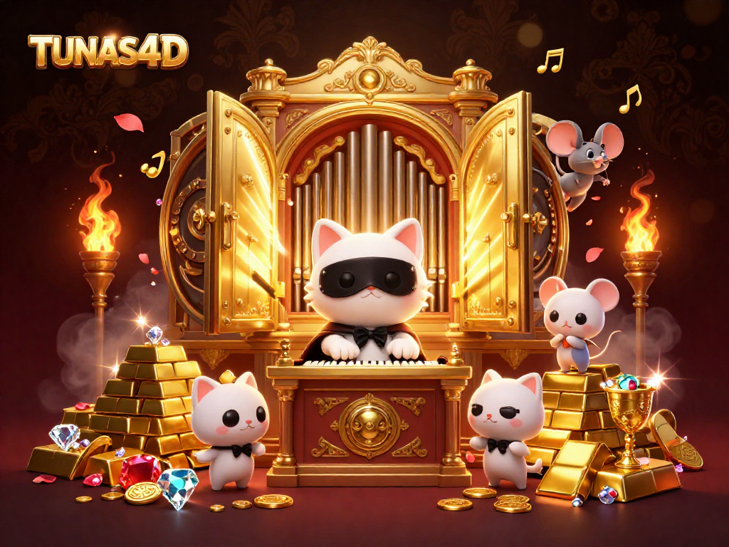 TUNAS4D delivers exciting gaming with a dynamic casino scene featuring whimsical characters and gold treasures.