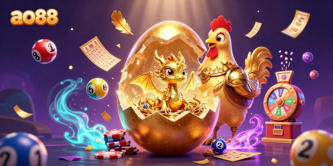 Engaging scene showcasing ao88's thrilling gaming world with a golden dragon and poker elements.