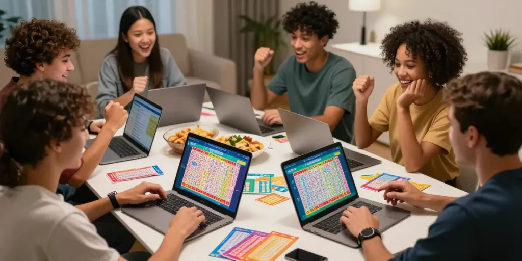 Pengguna BUNTOGEL sedang asyik bermain Toto Togel 4D bersama teman-teman di ruangan yang nyaman.