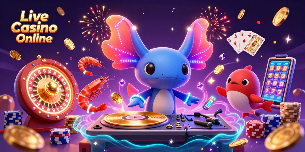 Experience Live Casino Online with vibrant characters and dynamic casino elements in this stunning illustration.