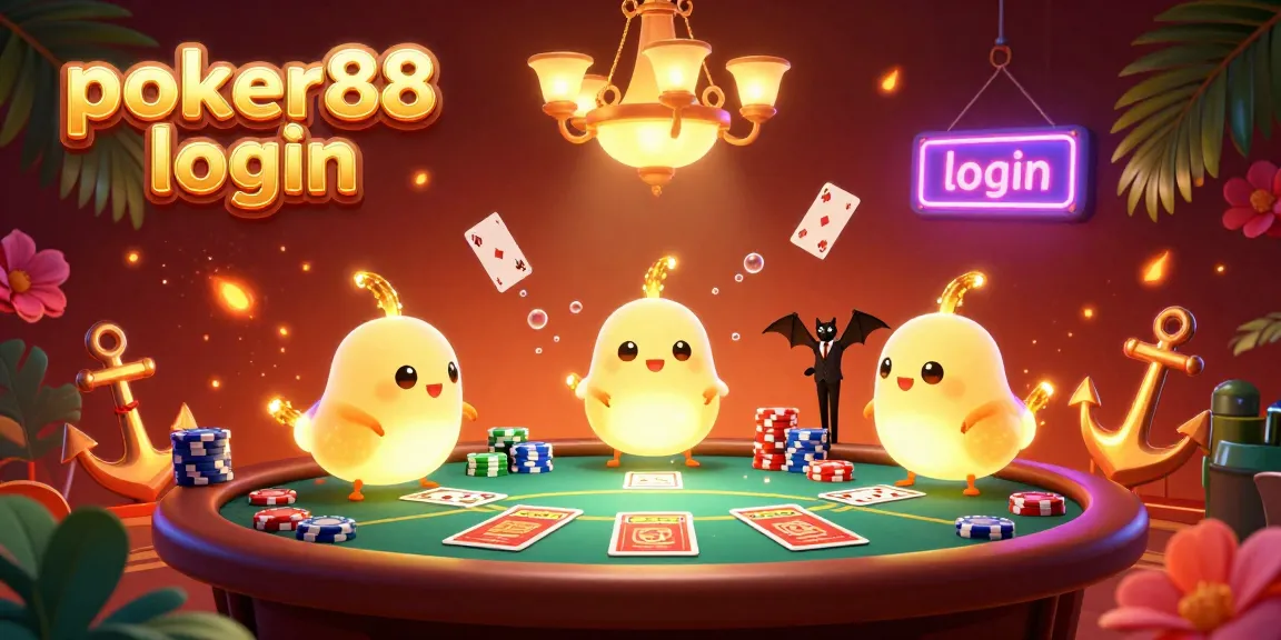 Engage with poker88 login at an animated poker table where glowworms illuminate the casino.