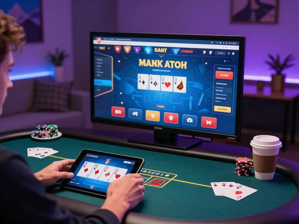 Engaged player strategizing in Sunwin's online poker game, showcasing interactive gaming elements.
