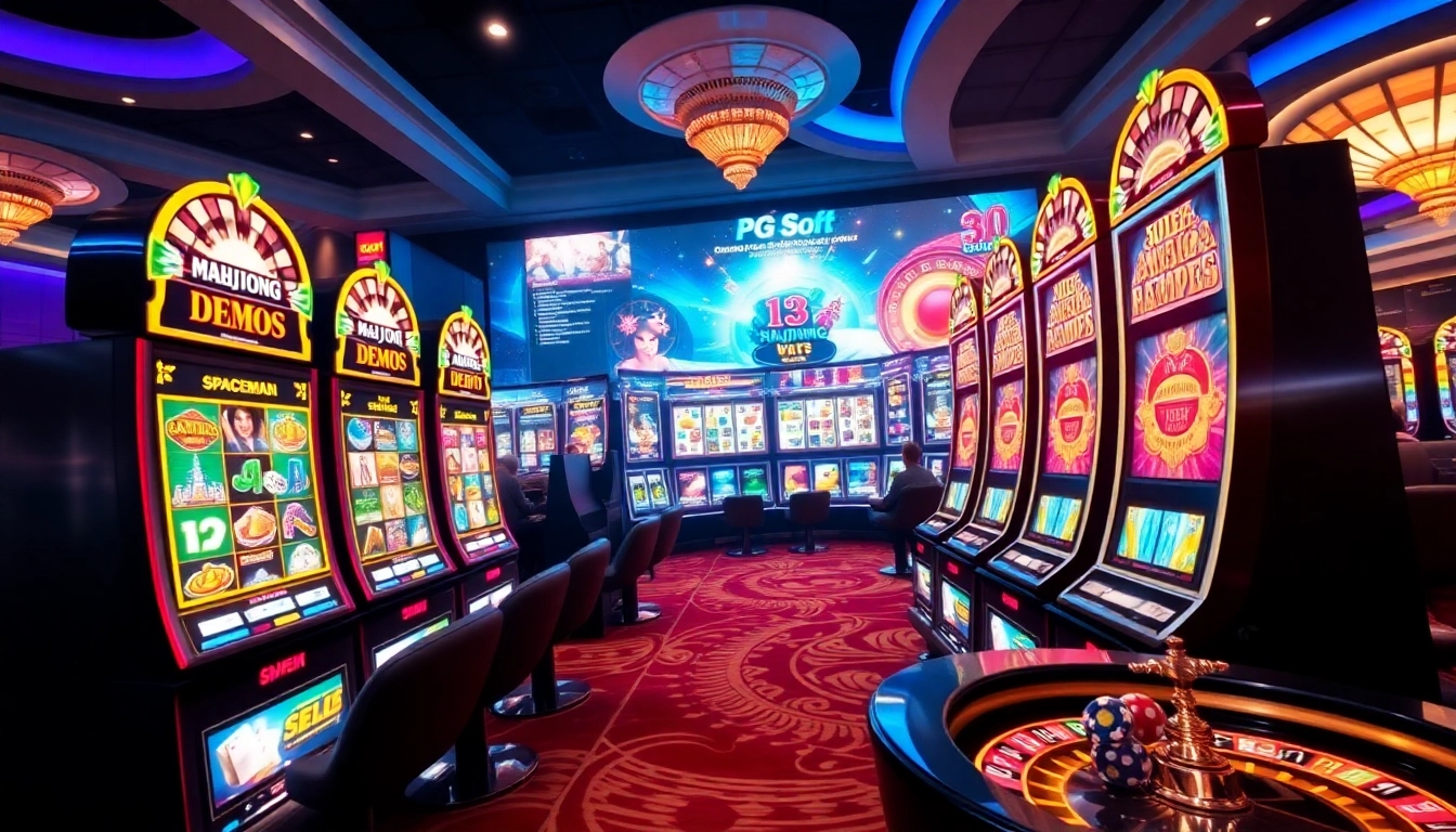 Exciting slot demo gameplay showcased on vibrant casino machines with colorful graphics.