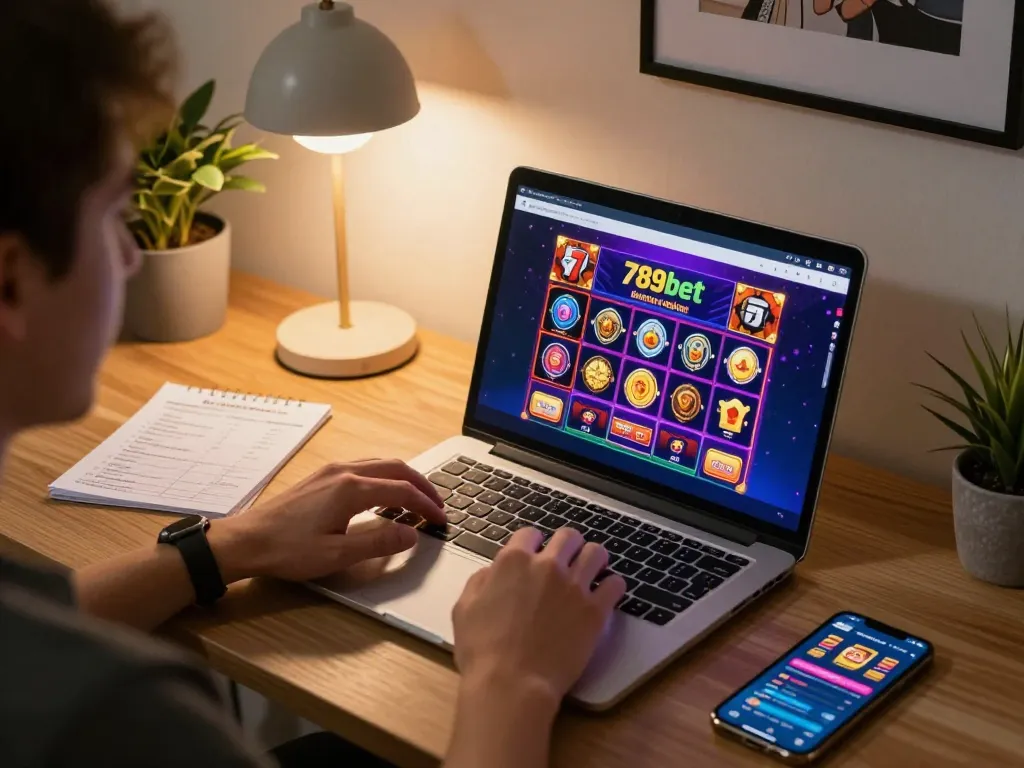 Engaging gameplay on the 789bet platform in a cozy home setting, highlighting an online gaming experience.