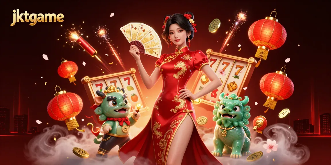 Experience winning thrills with jktgame in this vibrant casino illustration featuring engaging slot elements.