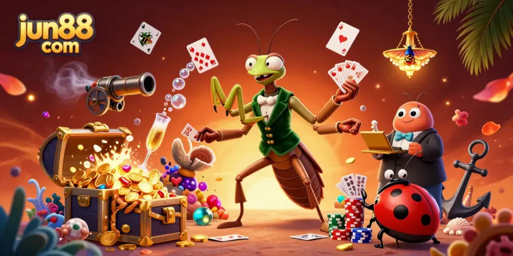 Experience the thrill of jun88 com with dynamic gameplay elements and vibrant casino action in this 3D illustration.