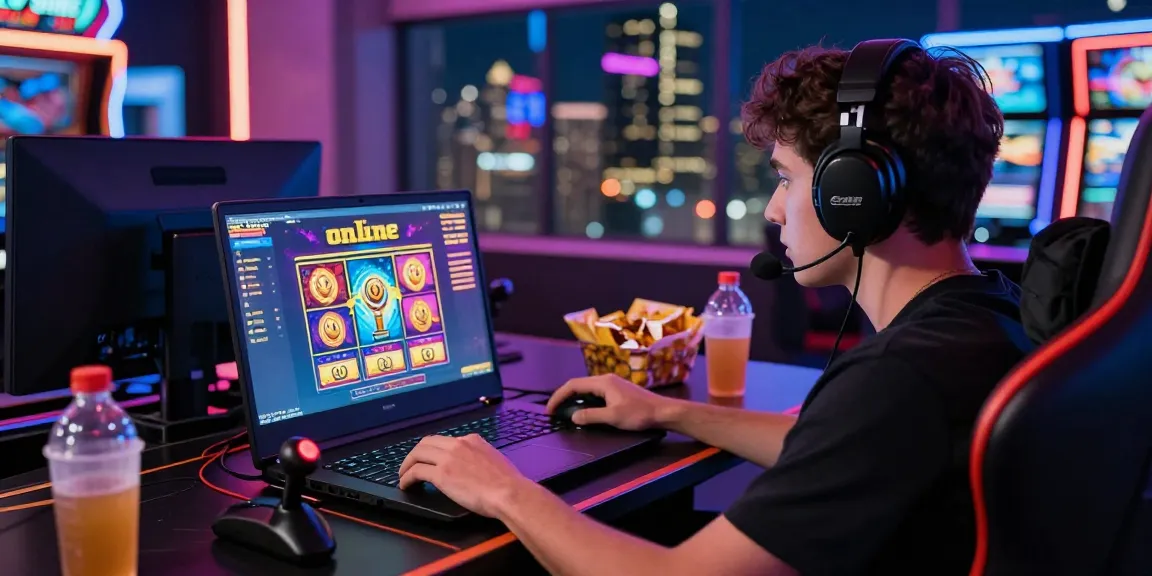 Menikmati pengalaman bermain slot online di lingkungan kasino digital yang cerah.