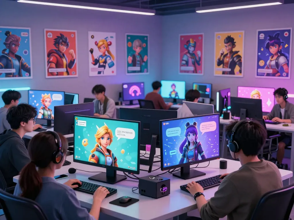 Engaged users in a Crushon IA interactive AI chat room with vibrant characters.