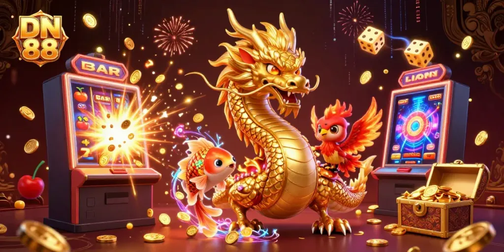 Experience the thrill of DN 88 casino with majestic dragons and bursting jackpots.