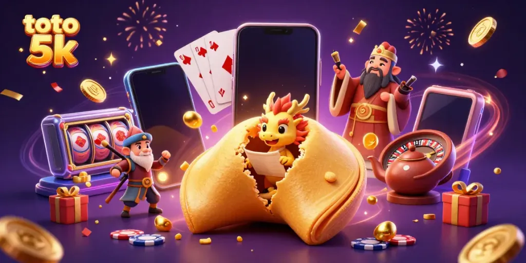 Experience exciting gambling with toto 5k amidst colorful slot games and magical characters.