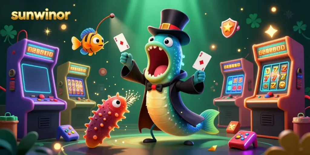 Experience excitement with sunwinor as a glowing bioluminescent eel performs magical card tricks.