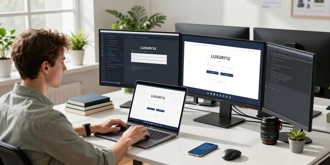 Cara Login LUXURY12 dengan tampilan antarmuka login di ruang kerja modern.
