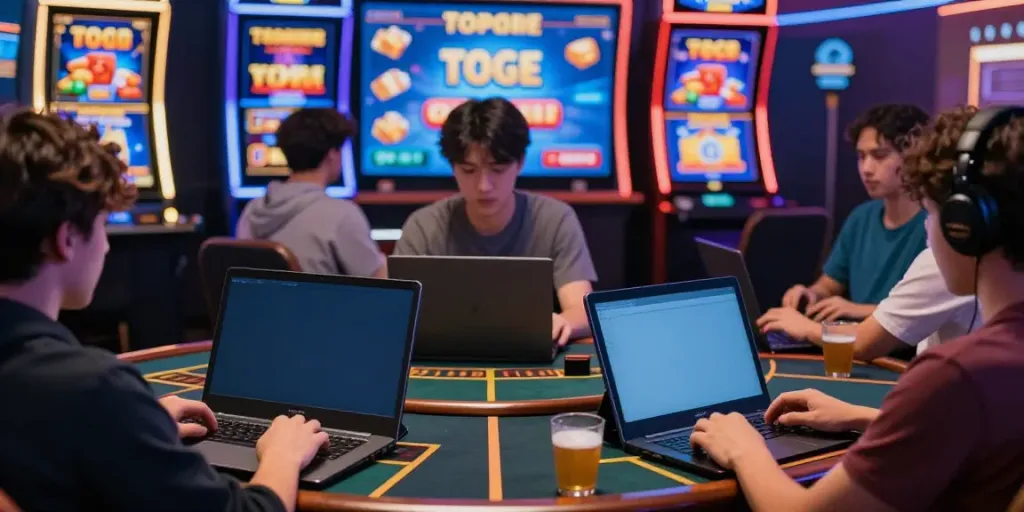 Pengguna aktif bermain ratutogel di perangkat modern, merasakan keseruan permainan togel dan slot.